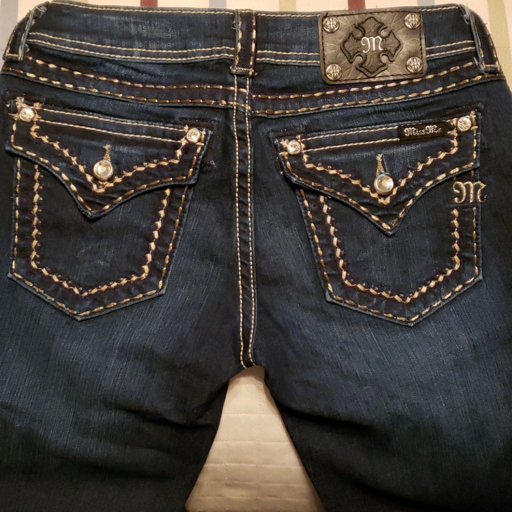 MISS ME JS5014B89 Saddle Stitch Bootcut Jeans - Picture 2 of 2